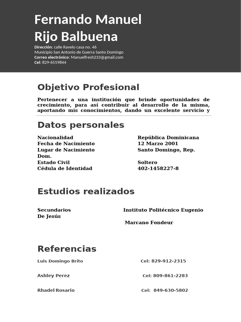 Objetivo Profesional de Fernando Rijo Balbuena | PDF | Crecimiento ...