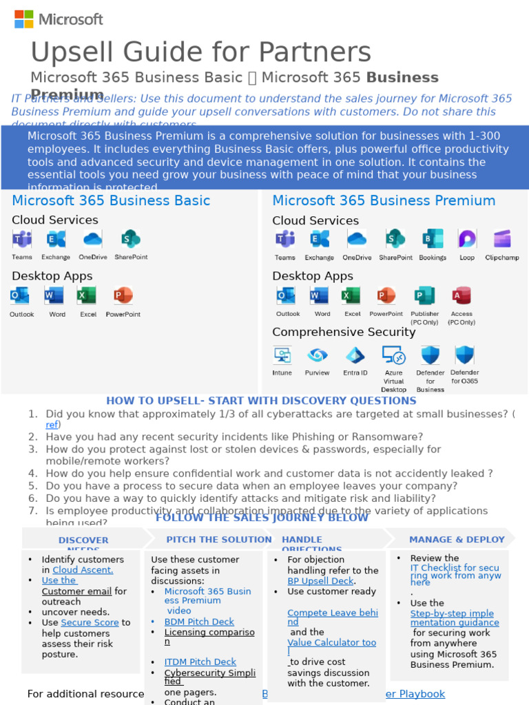 Microsoft 365 Business Premium Upsell Guide | PDF | Computing | Software