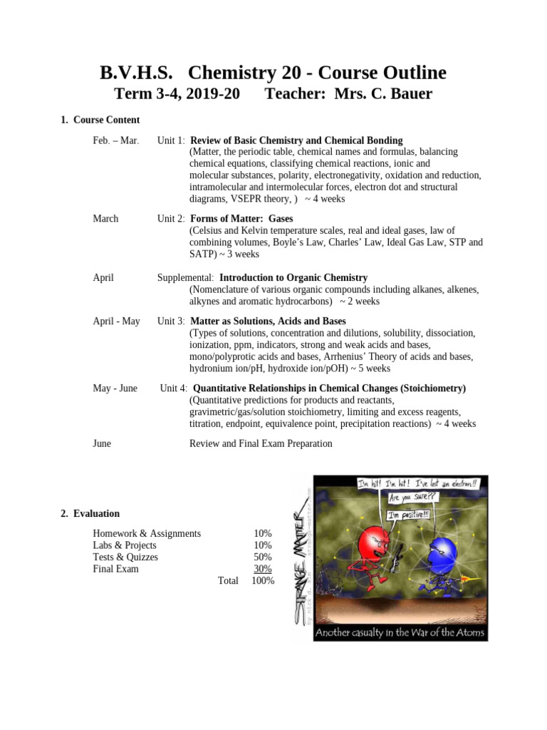 Chemistry 20 Course Outline 2019-20 | PDF | Acid | Ph