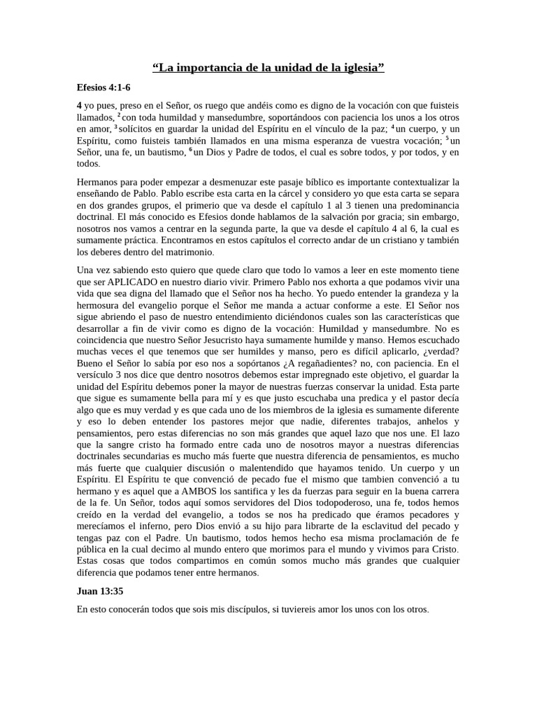 La Importancia de La Unidad de La Iglesia | PDF | Cristo (título ...