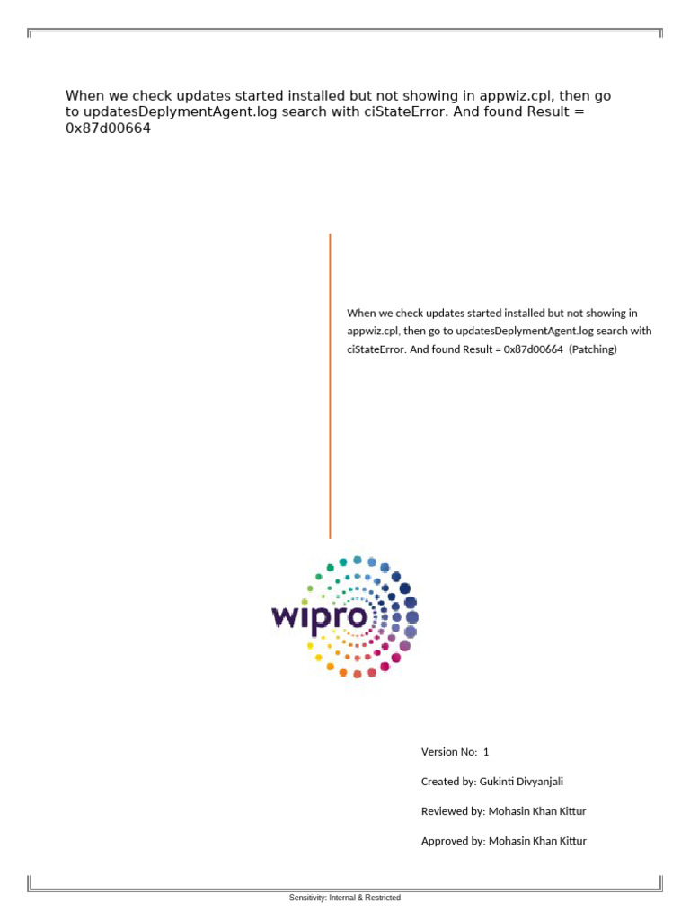 Resolving Error 0x87d00664 in Updates | PDF