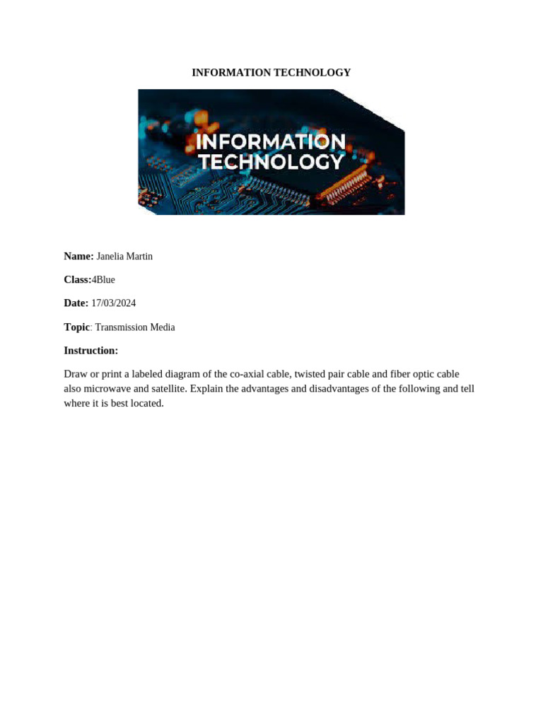 Information Technology | PDF | Coaxial Cable | Transmission Medium