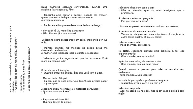 Quebra Cabeça De Piadas Do Joãozinho Pdf