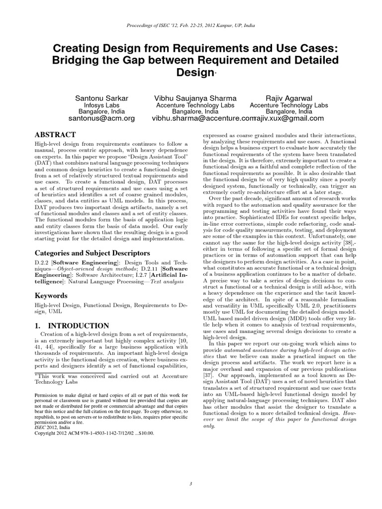 Creating Design From Requirements and Use Cases Bridging The Gap ...