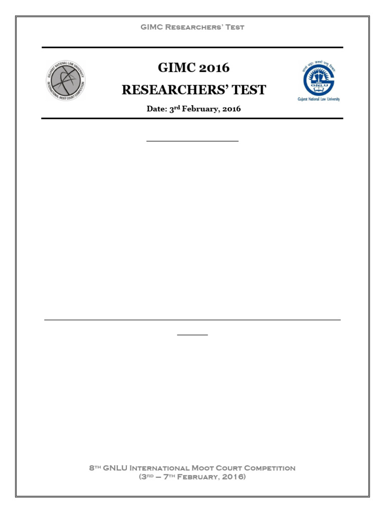 GIMC 2016 Researchers' Test Questions | PDF | World Trade Organization ...