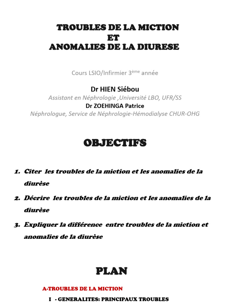 Troubles de la miction et diurèse | PDF | Incontinence urinaire | Prostate