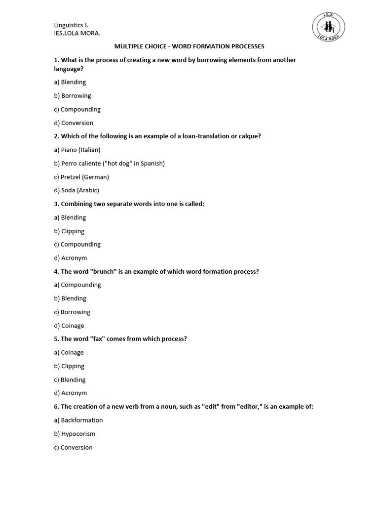 multiple-choice-linguistics-word-formation-processes-key-pdf-word