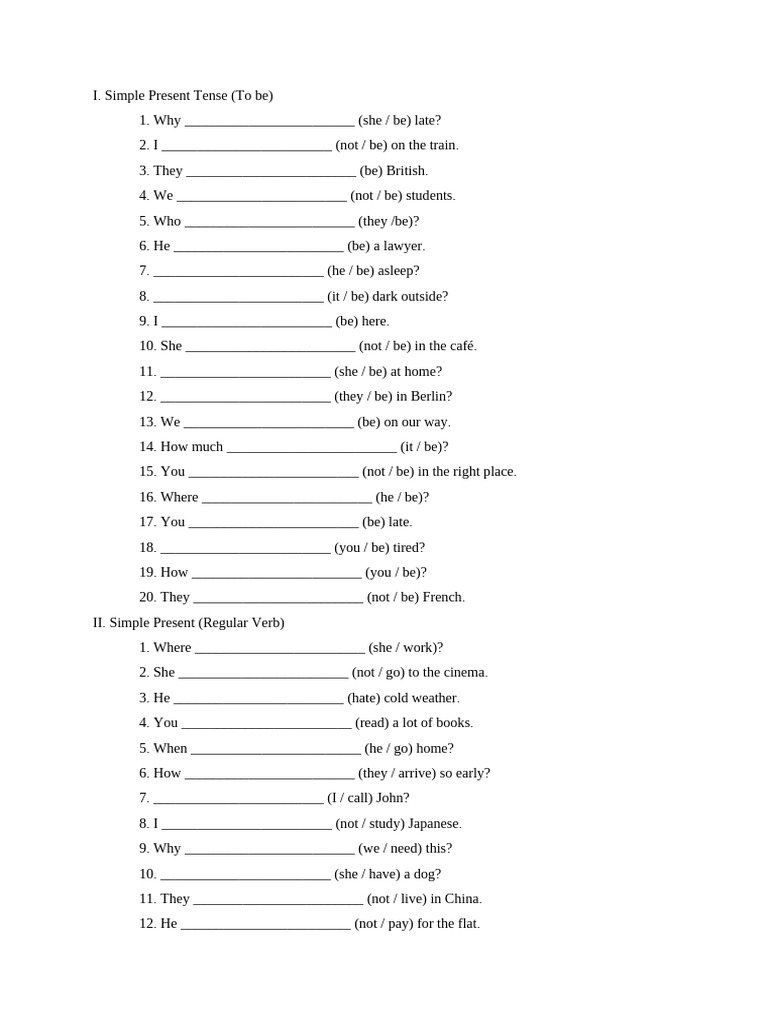 Simple Present Tense Exercises | PDF | Linguistic Typology | Languages