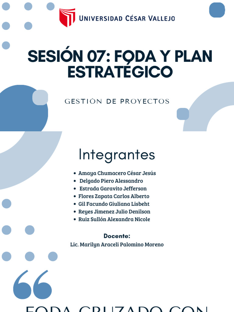 Sesión 07 FODA y Plan Estratégico | PDF | Análisis FODA | Business