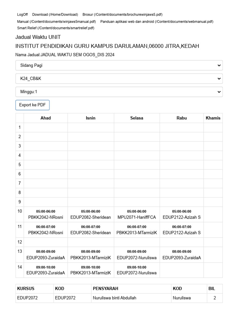 Timetable | PDF