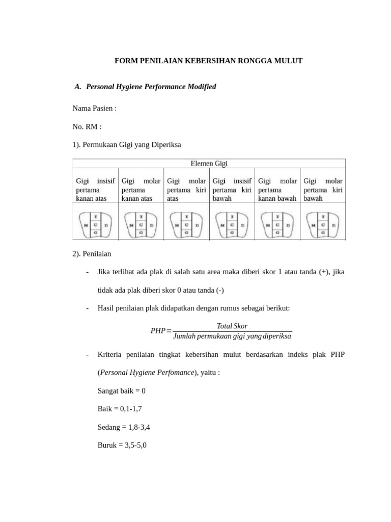 Indeks Kebersihan Rongga Mulut PHPM | PDF