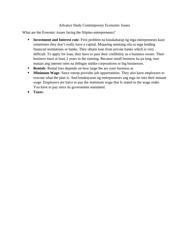 Advance Study Contemporary Economic Issues | PDF