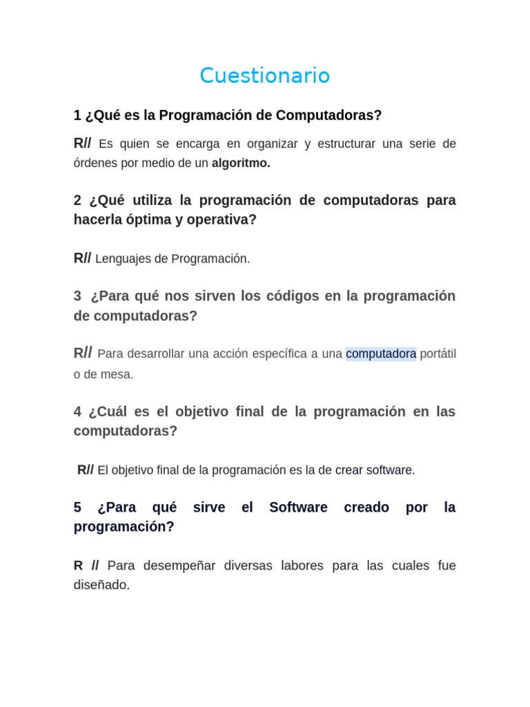 Fundamentos De Programación Y Software Pdf Informática