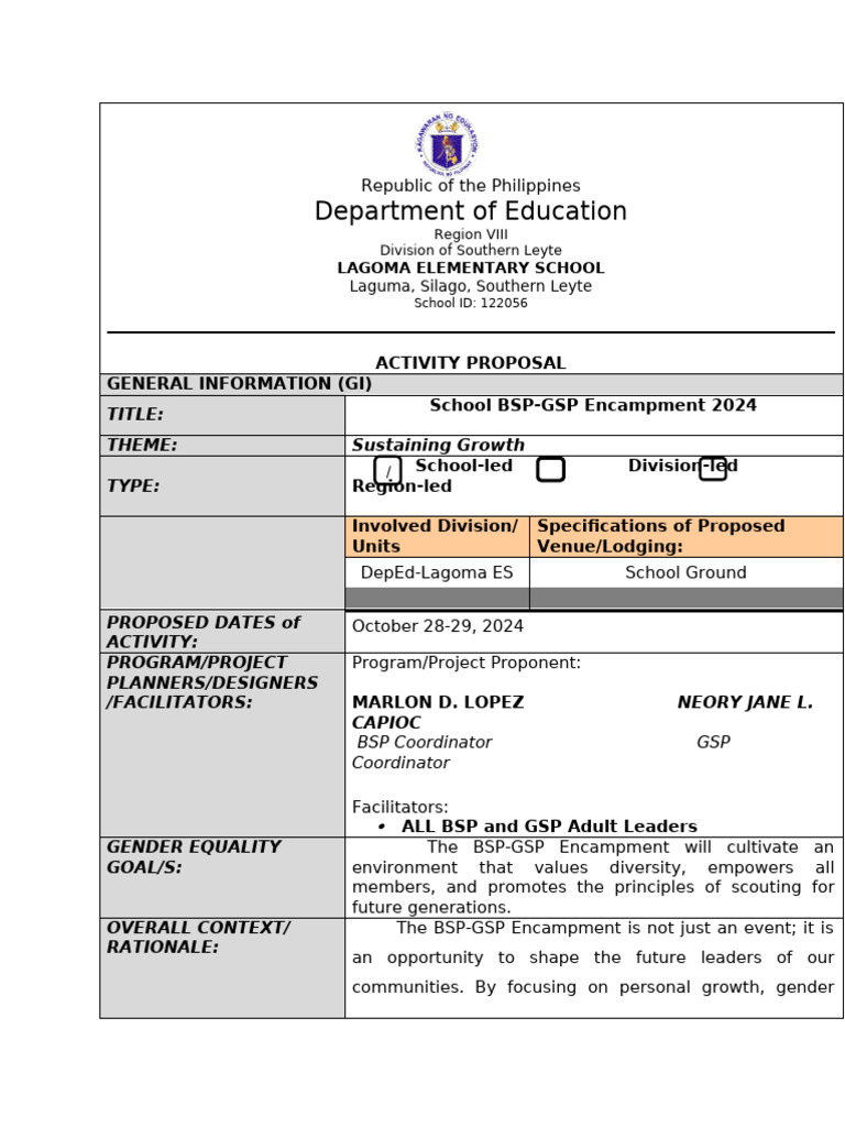 School BSP-GSP Encampment 2024 | PDF | Scouting