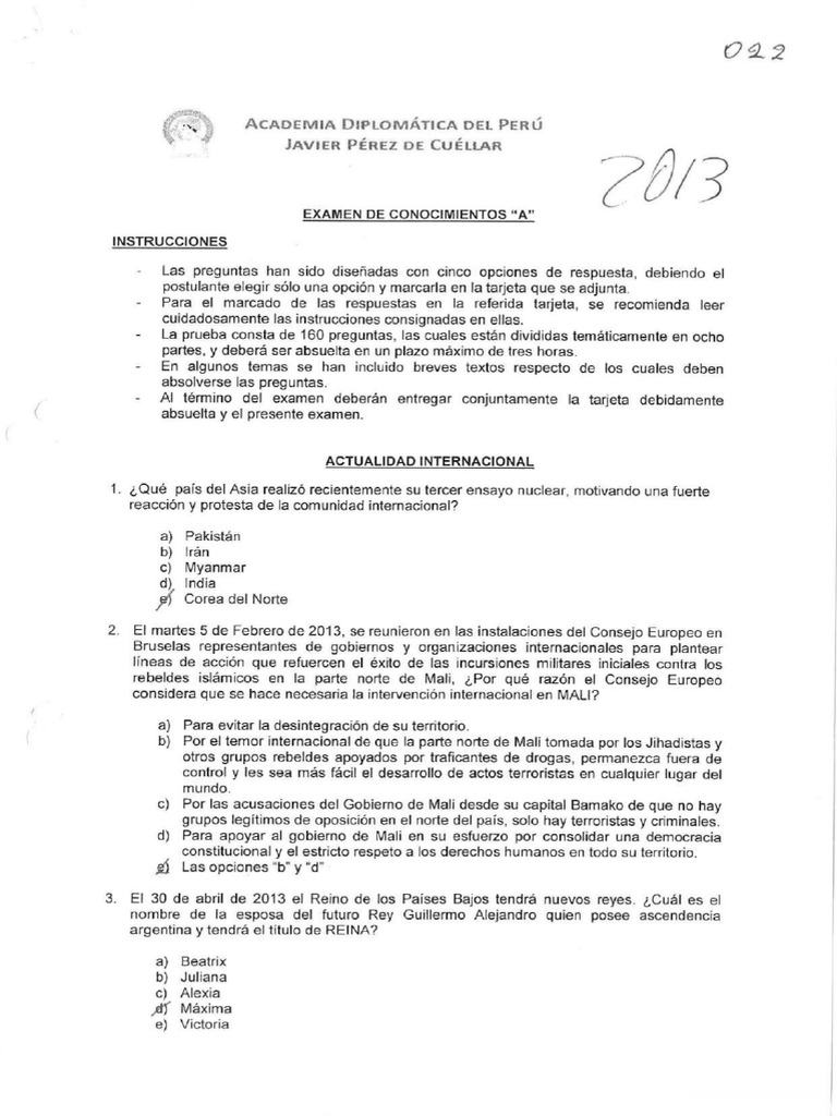 Examen de conocimientos noveno rango 1 37 pdf per cuba