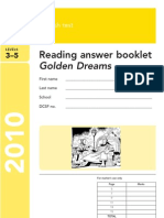 Reading Answer Booklet Golden Dreams: English Test