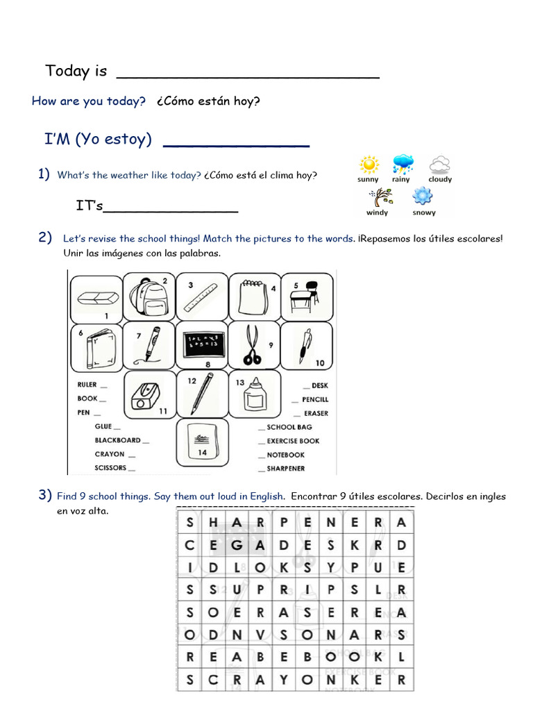 Revision school things learn with us 2 pdf artes del lenguaje y