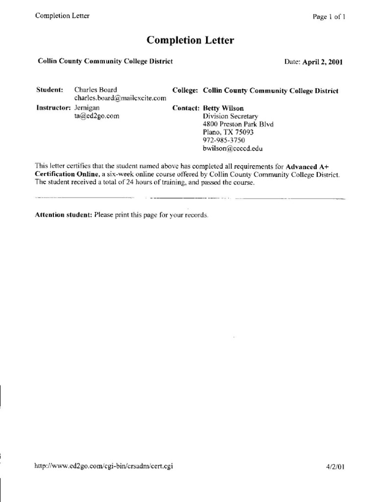 CCCCD Advanced APlus Certificate | PDF