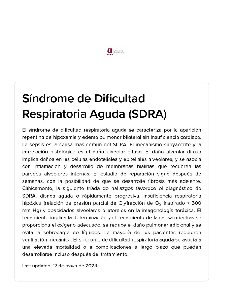 Guía del SDRA: Causas y Tratamiento | PDF | Especialidades Medicas ...
