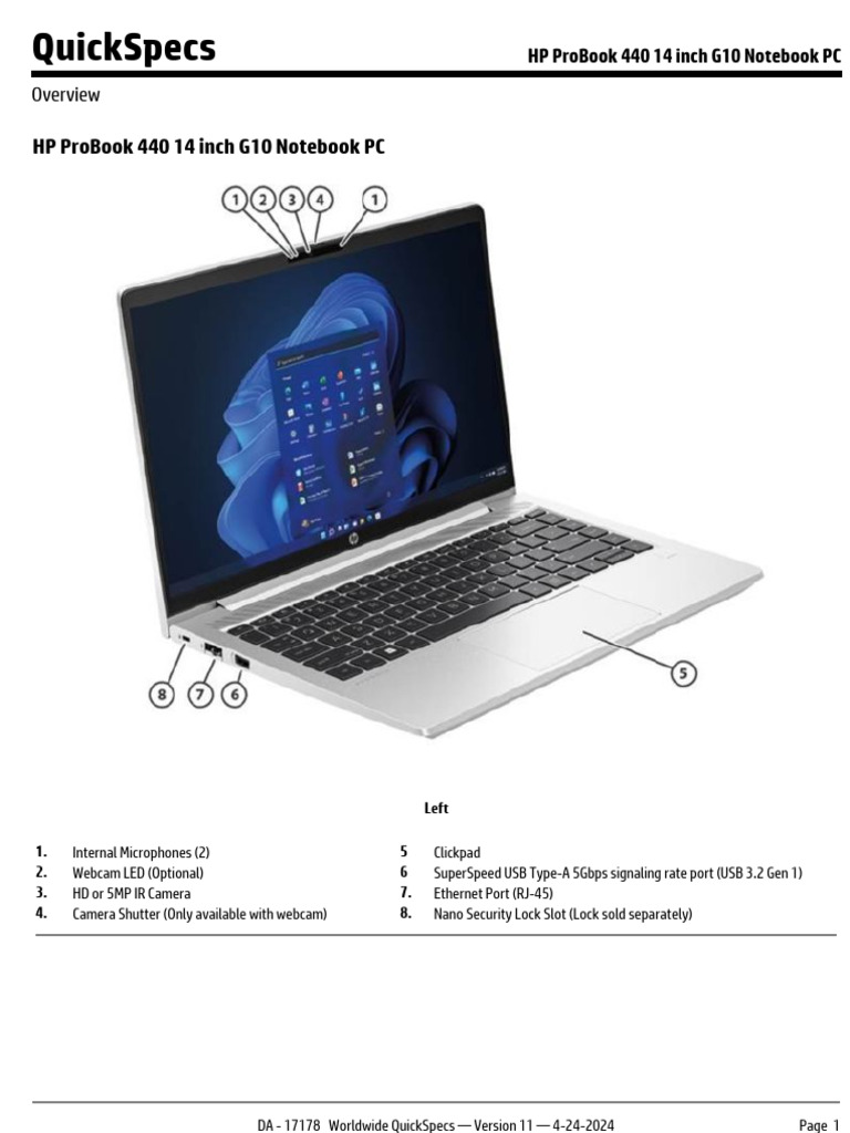HP ProBook 440 G10 Overview and Specs | PDF | Windows 10 | Solid State ...