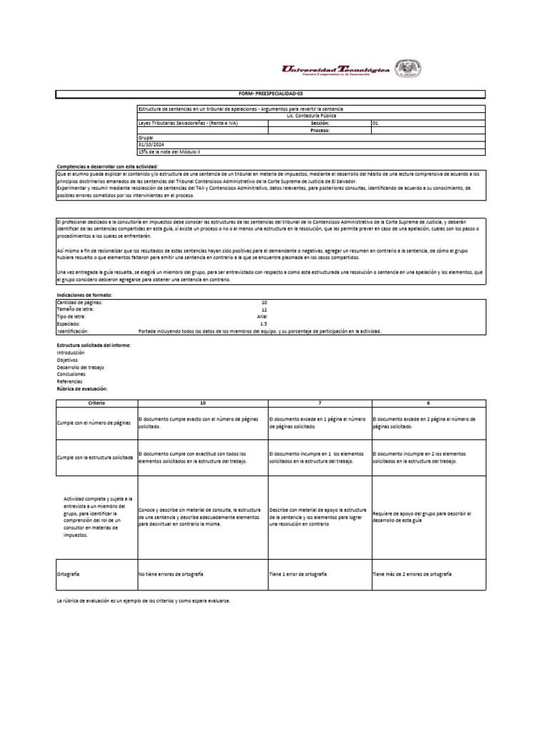 Guía de Actividades Dos Modulo II | PDF | Sentencia (ley) | Evaluación