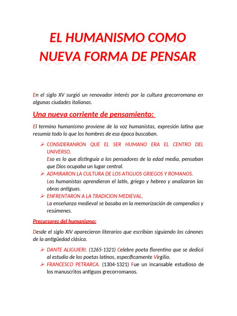 El Humanismo Como Nueva Forma de Pensar | PDF | Renacimiento | Escultura
