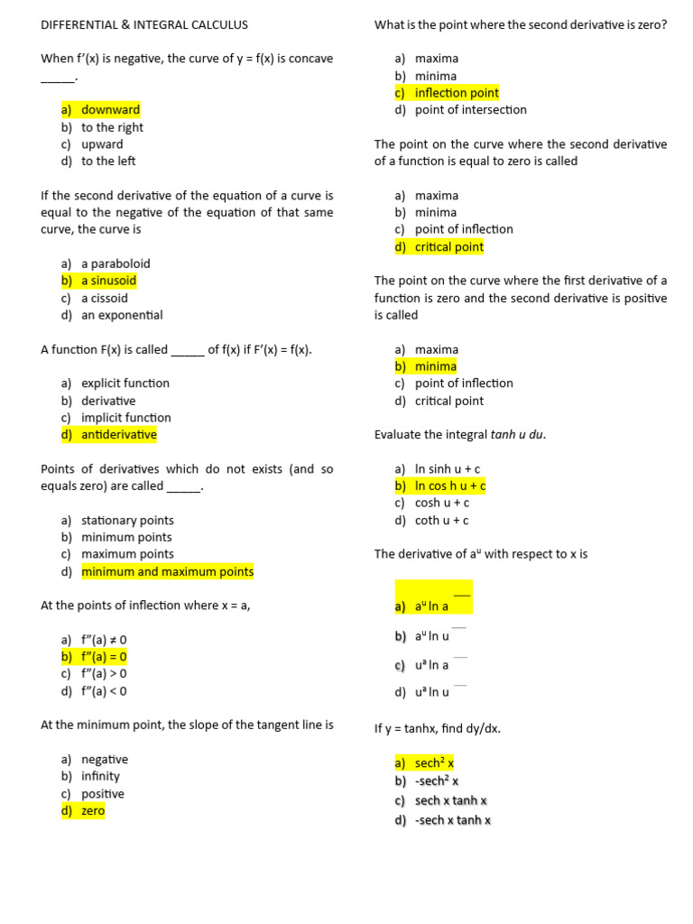Differential and Integral Calculus Concepts | PDF | Function ...
