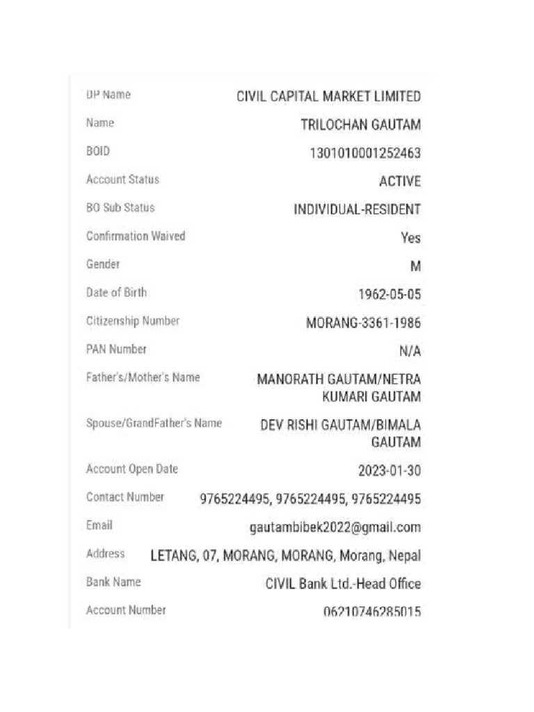 Dmat Confirmation Trilochan | PDF