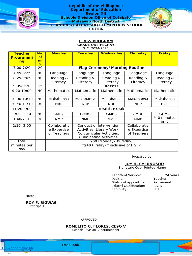 v.2 MATATAG GRADE I CLASS PROGRAM 1 | PDF | Learning | Behavior ...
