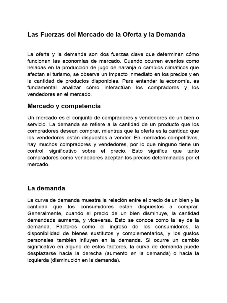 Oferta y Demanda en Economías de Mercado | PDF | Oferta y demanda ...