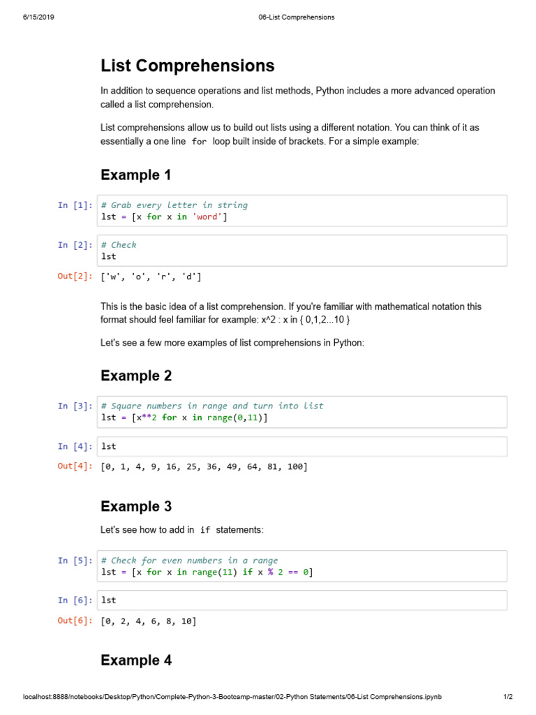 06-List Comprehensions | PDF | Python (Programming Language) | Software ...