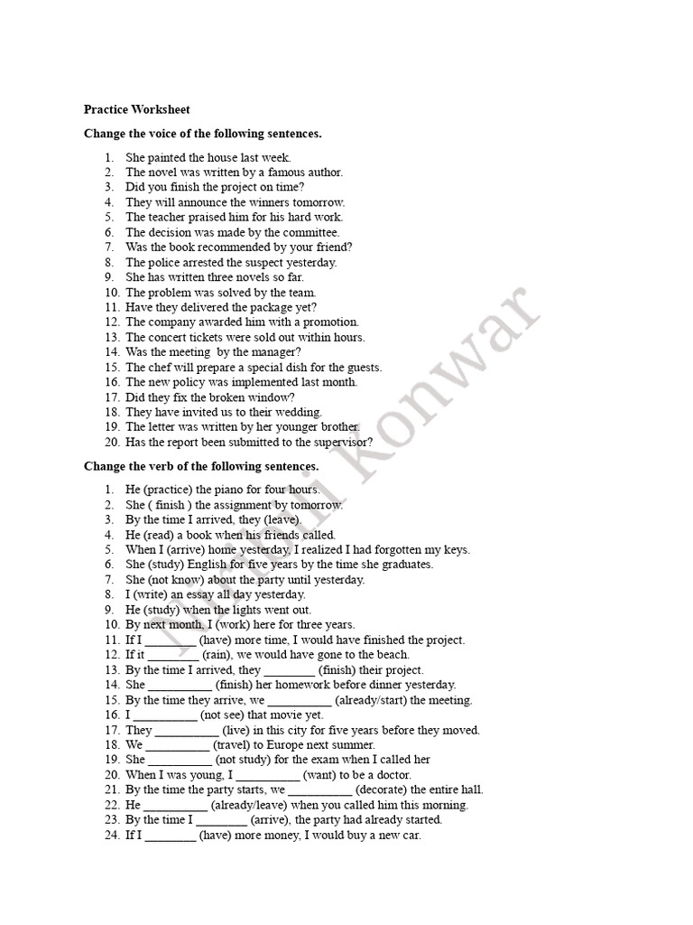 Grammar Practice Worksheet Exercises | PDF