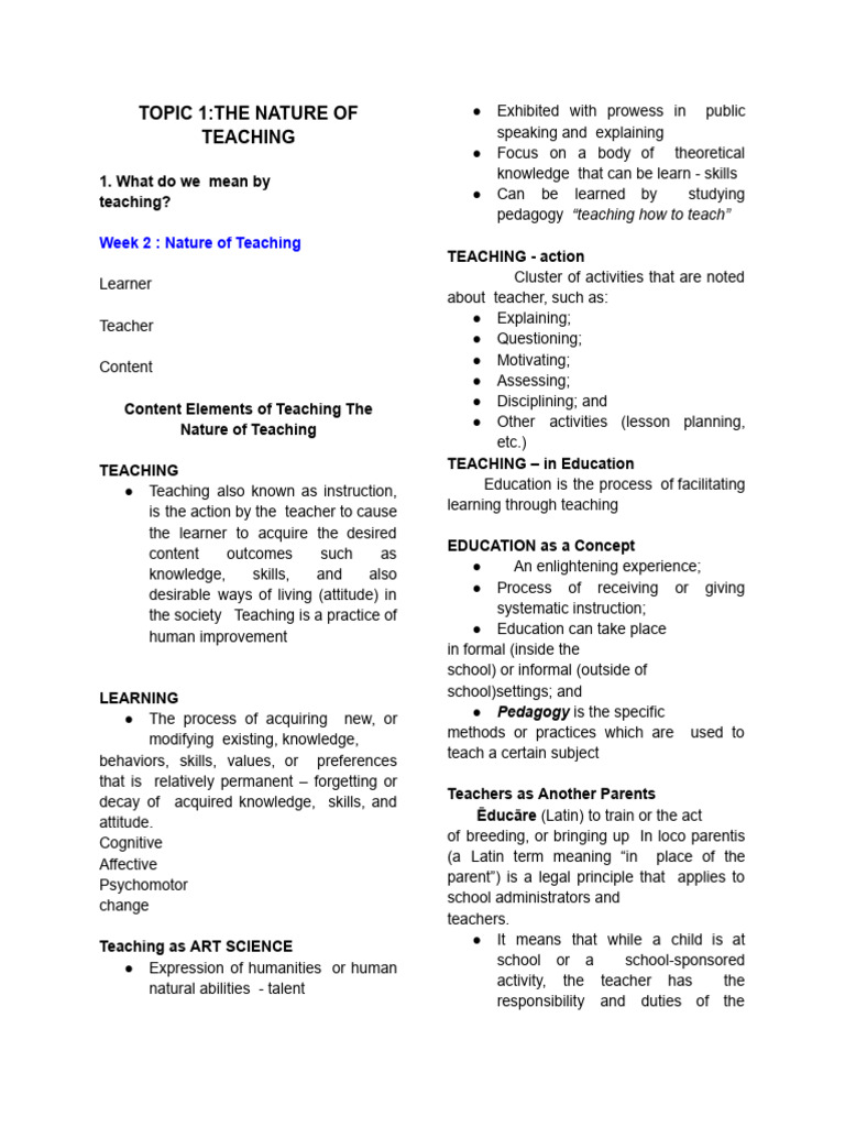 Understanding the Nature of Teaching | PDF | Teachers | Learning