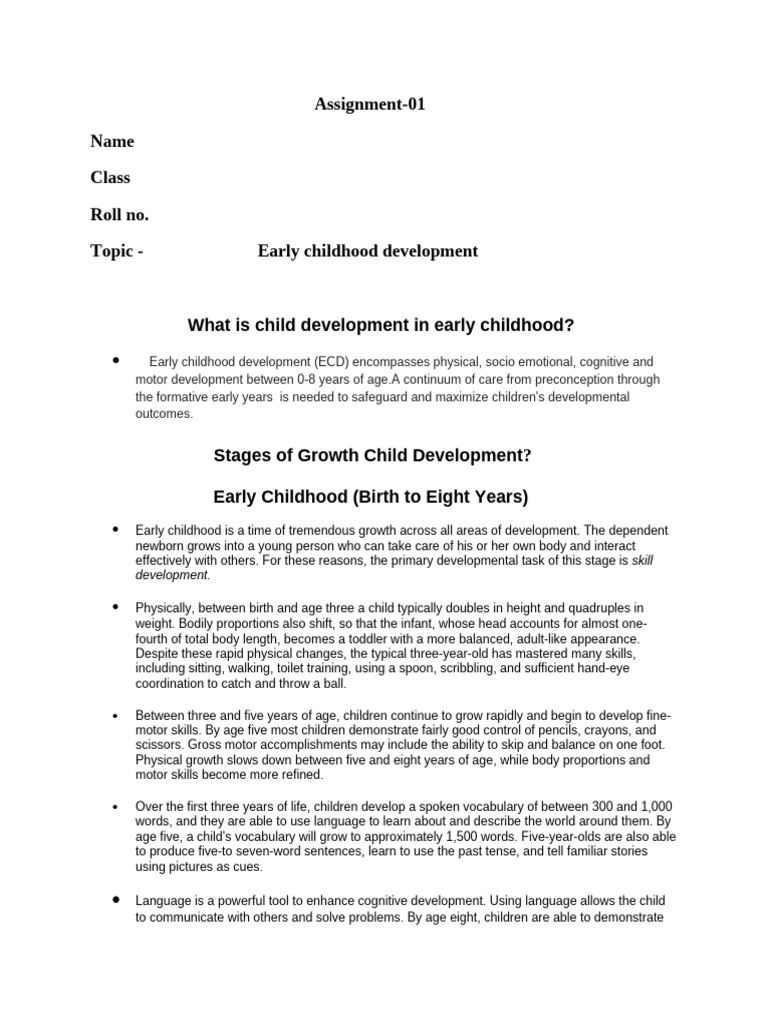 Early Childhood Development Overview | PDF | Child Development ...