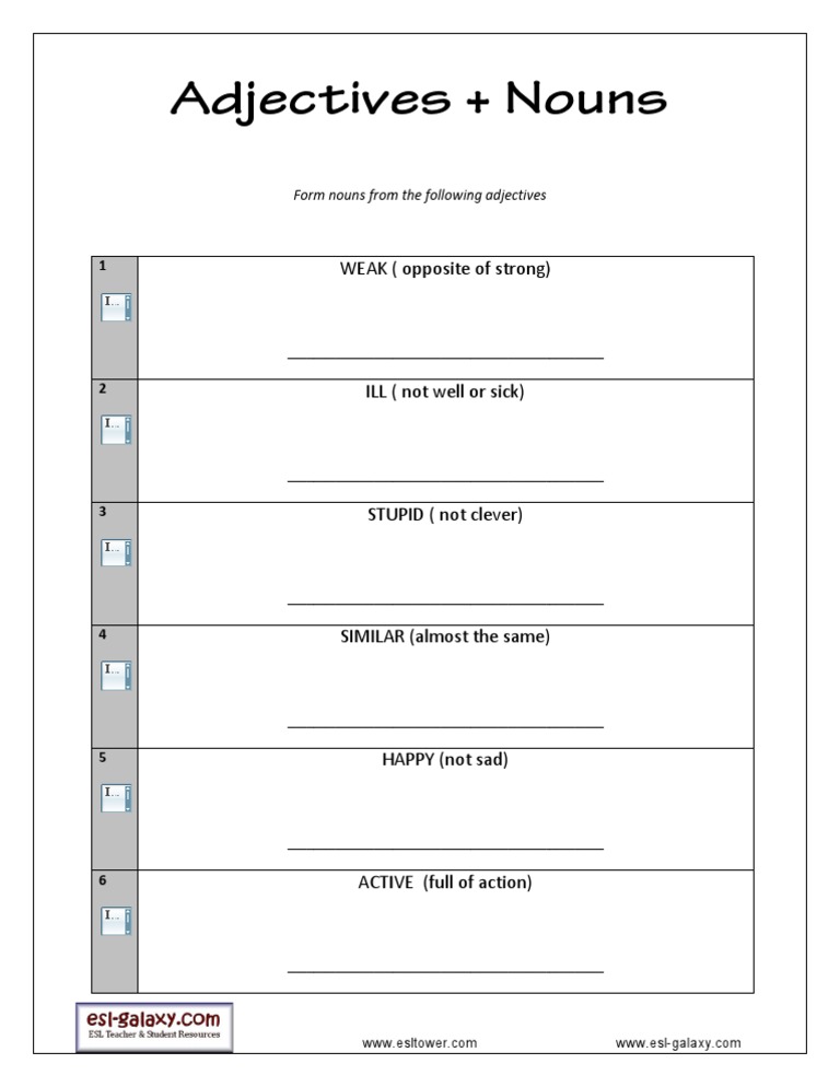 Adjective Noun Suffix | PDF
