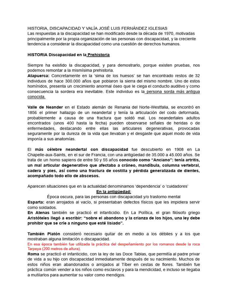 Historia de la Discapacidad y su Evolución | PDF | Invalidez ...