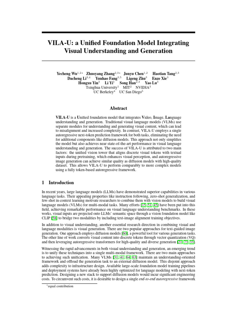 Vila u foundation model pdf artificial intelligence intelligence