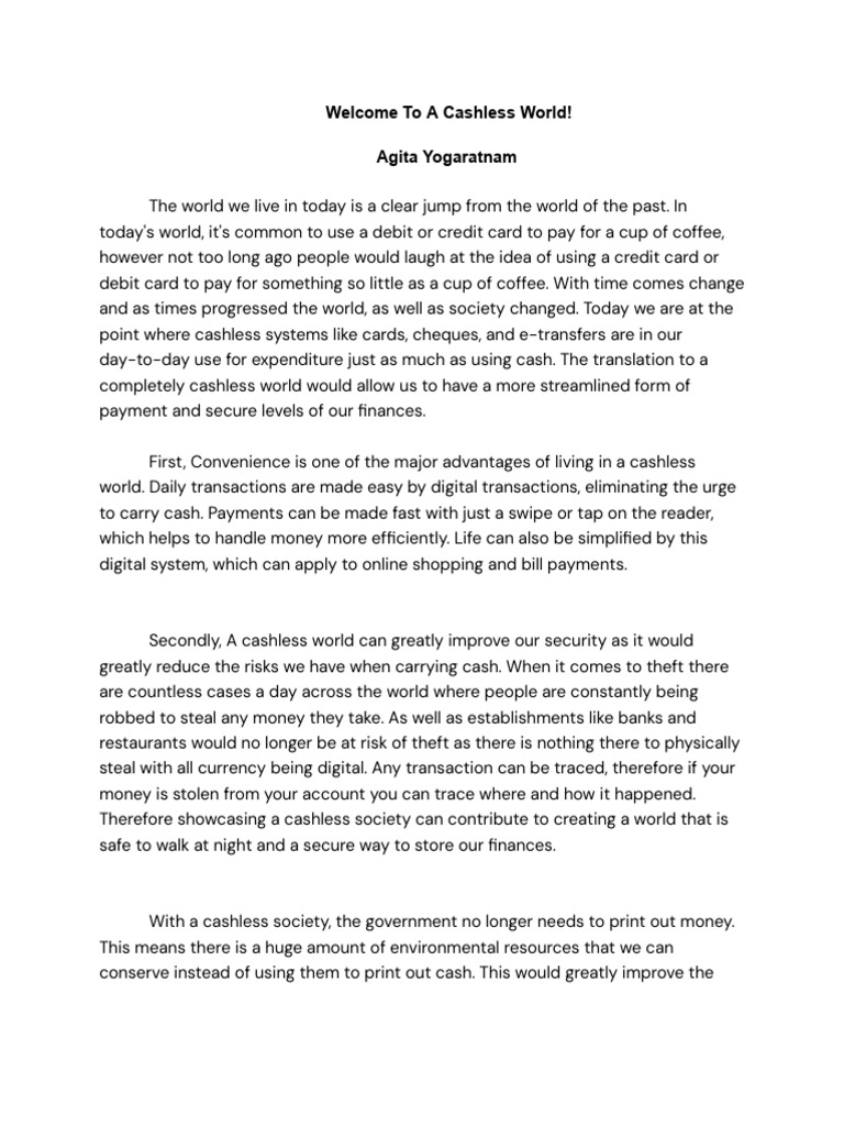 Benefits of a Cashless Society | PDF | Cash | Money
