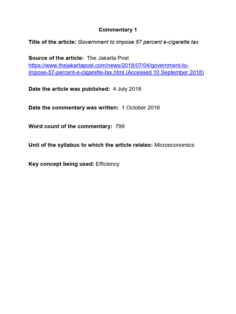 Economics Portfolio B - Commentary 1 (Category 3) | PDF | Taxes ...
