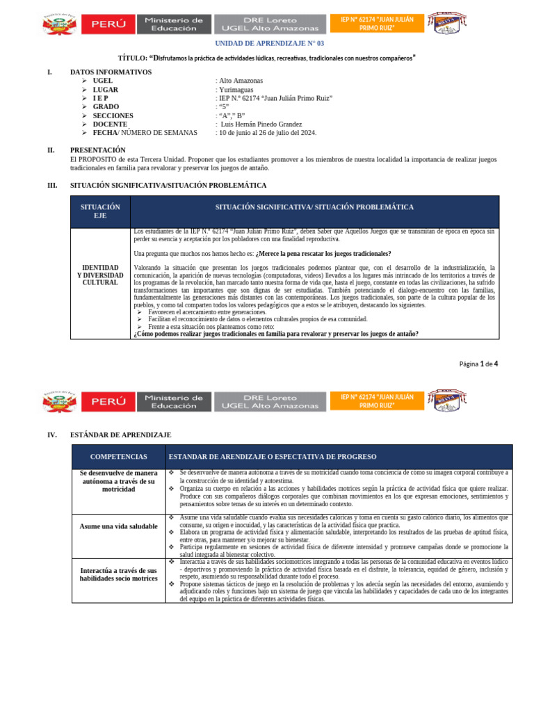 Unidad de Aprendizaje #03 - 5to | PDF | Aprendizaje | Comunidad