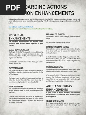 Boarding Actions - 10th Edition Faction Enhancements