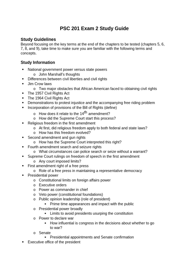 Exam 2 Study Guide | PDF | Judiciaries | First Amendment To The United ...