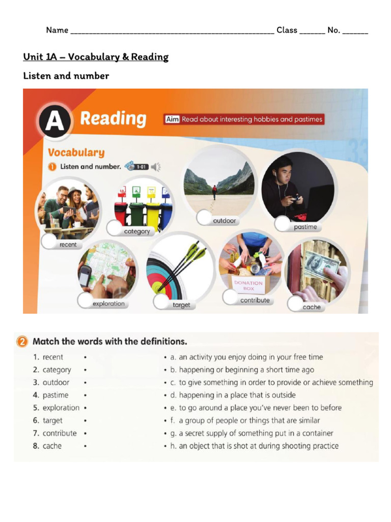 Unit 1A - Worksheet | PDF