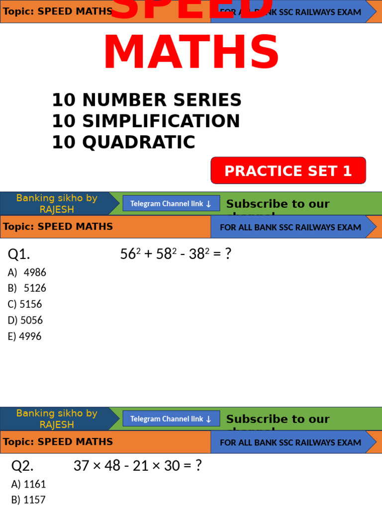 Speed Maths Practice for Banking Exams | PDF