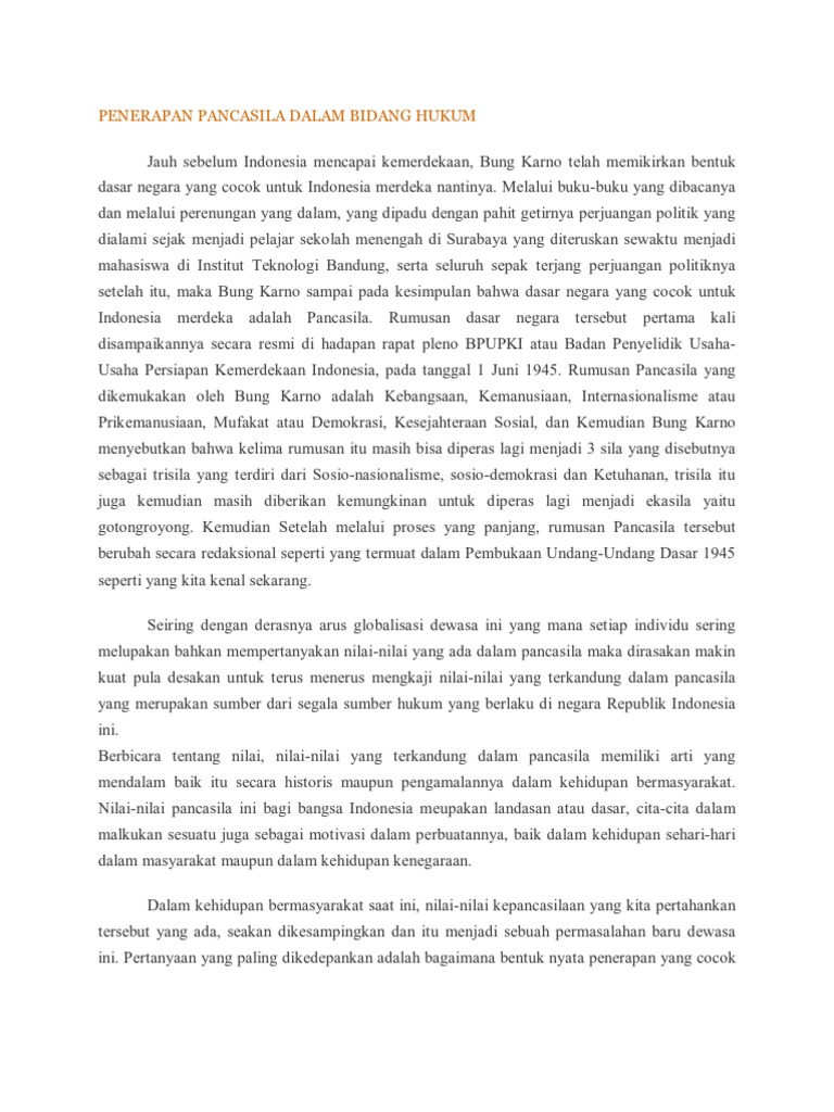 Penerapan Pancasila Dalam Bidang Hukum