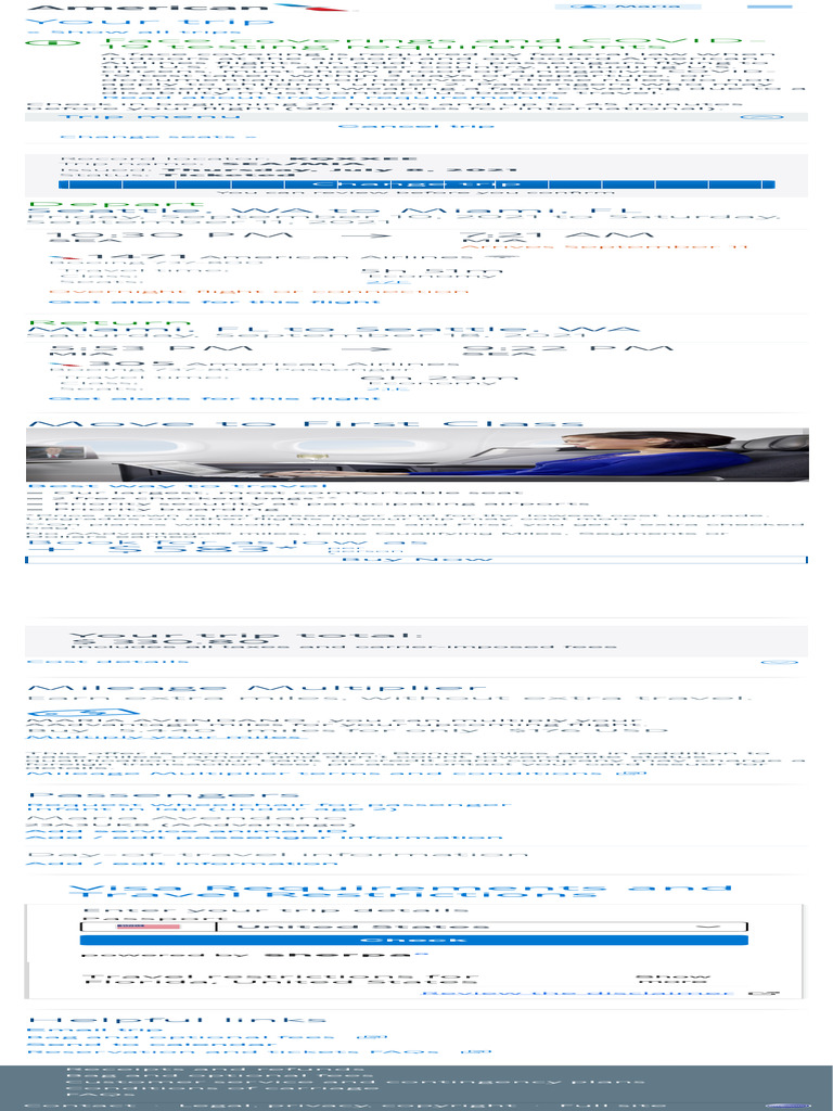 Your Trip - View Reservations On Aa - Com - American Airlines | PDF | Fee