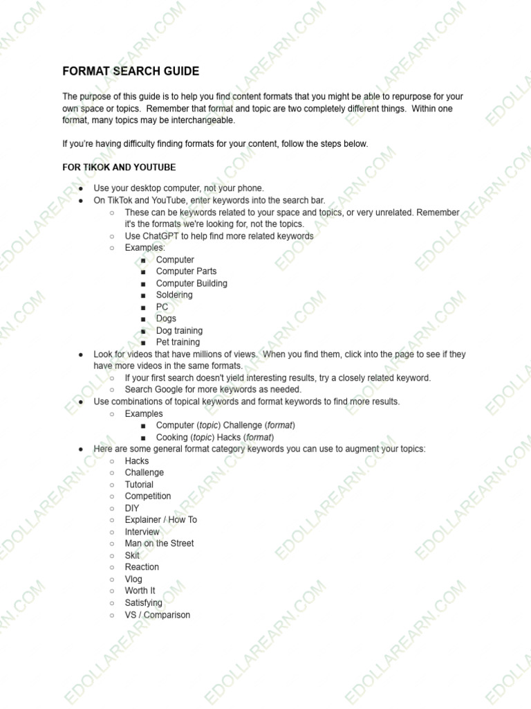 Content Format Discovery Guide | PDF | You Tube | Software