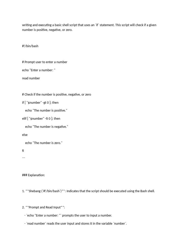 Basic Shell Script for Number Check | PDF