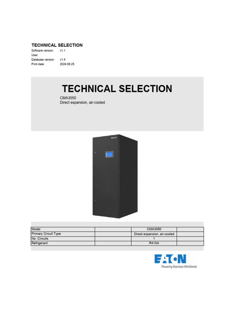 CRACCxMA3050C1E3A TechnicalDatasheet | PDF | Heat Exchanger | Humidity