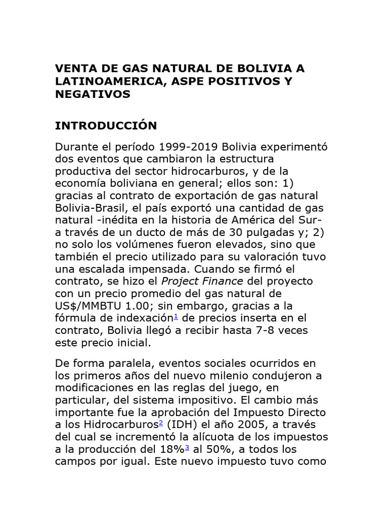 Impacto del Gas Natural en Bolivia | PDF | Bolivia | Petróleo